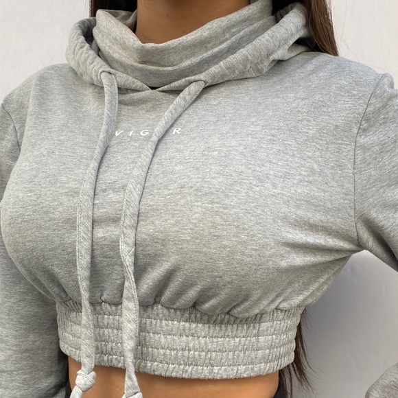 Grey crop hoodie - Picture 4 of 4